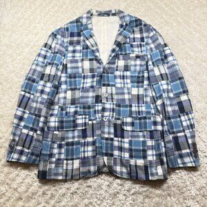 Polo Ralph Lauren Blazer Men Medium Patchwork Madras Plaid Sport Coat Preppy Y2K